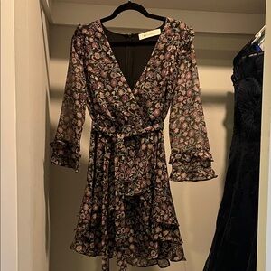 The Impeccable Pig Black Floral Long Sleeve Dress